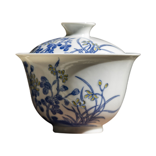 富玉窑官方陶瓷景德镇青花玲珑盖碗茶杯主人杯单个高档功夫泡茶具