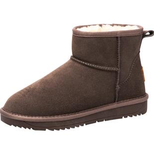 达芙妮东北雪地靴女2025爆款冬季中筒厚底保暖一脚蹬短款加绒靴子