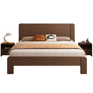 全实木床现代简约主卧双人床1.5米家用床实木出租房1.2米单人床架