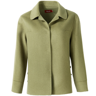 双面呢羊绒大衣女短款中老年羊毛呢外套加肥大码宽松小个子妈妈款