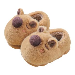 卡皮巴拉儿童棉拖鞋男童冬季2025新款家居毛拖鞋女童包跟棉鞋宝宝