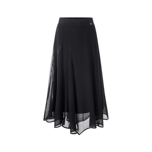 GIOVANNI VALENTINO春夏季中长款半身裙层次感优雅气质透明A字裙