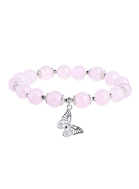 天然粉水晶蝴蝶手串女款