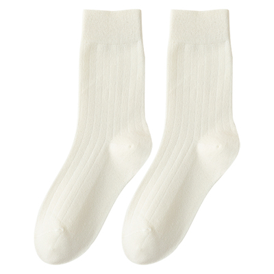 袜子女春秋款纯棉配乐福鞋中筒袜