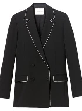 LAFAYETTE148/拉飞逸撞色滚边双排扣西装夹克