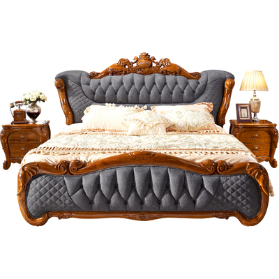 豪华雕刻欧式风真皮大户型主卧床