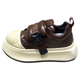 时尚潮牌男鞋2025搭扣厚底加绒加厚老爹鞋潮流百搭增高运动休闲鞋