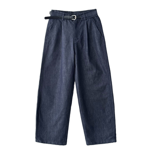 Nick Tian 深蓝色松紧带直筒牛仔裤男秋冬新款韩系宽松长裤休闲裤