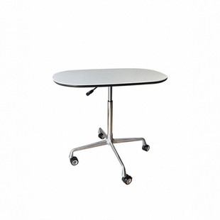 稍安物造 升降茶几可移动圆餐桌洞石岩板床边推车沙发边几咖啡桌