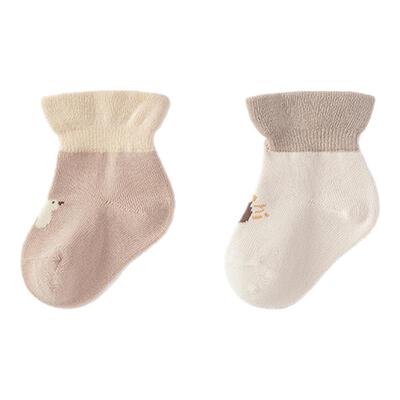 babylove婴儿袜子春秋款男女宝宝短筒袜可爱百搭弹力护脚袜2双装