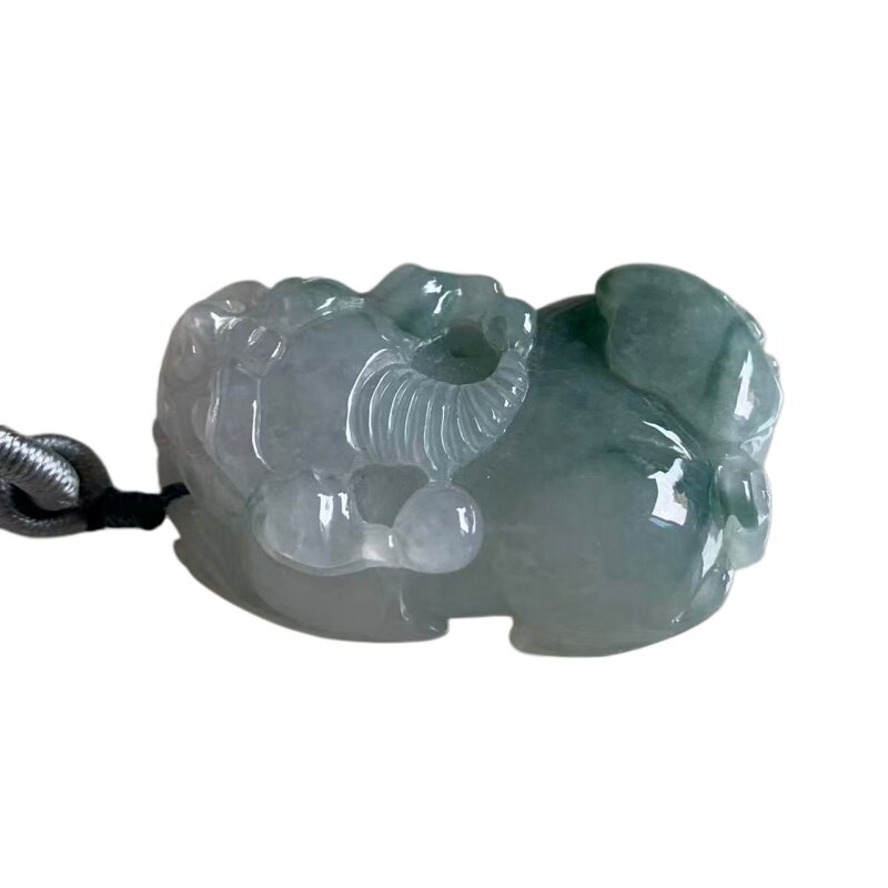 缅甸A货翡翠吊坠淡蓝色平安扣