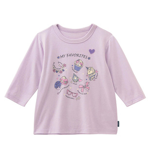 外贸原单童装 可爱甜美印花 棉质针织上衣 女童简约休闲七分袖T恤
