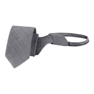 哑光羊毛懒人拉链领带男 免打易拉得拉链式6cm韩版一拉得灰色复古