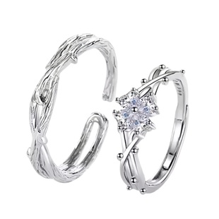 荆棘四叶草情侣戒指轻奢小众设计气质镂空交织可调节镶嵌百搭对戒