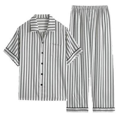 美标情侣短袖100%桑蚕丝睡衣夏季
