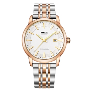 宾爵进口机芯机械手表男款经典商务时尚高级防水钢带腕表新年礼物