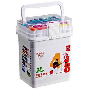 得力食品级水性马克笔彩笔美术专用彩绘涂鸦笔儿童可水洗小学生专用双头24无色毒丙烯马克笔画笔水彩笔不透色