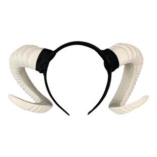 暗黑系万圣节派对魅魔恶魔角山羊角头饰发箍cos漫展牛角发饰白色