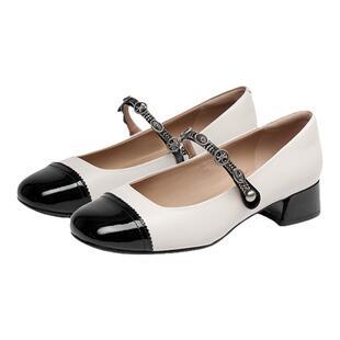 KISSCAT接吻猫[多金玛丽珍]春季小香风时装单鞋女一字带通勤鞋女