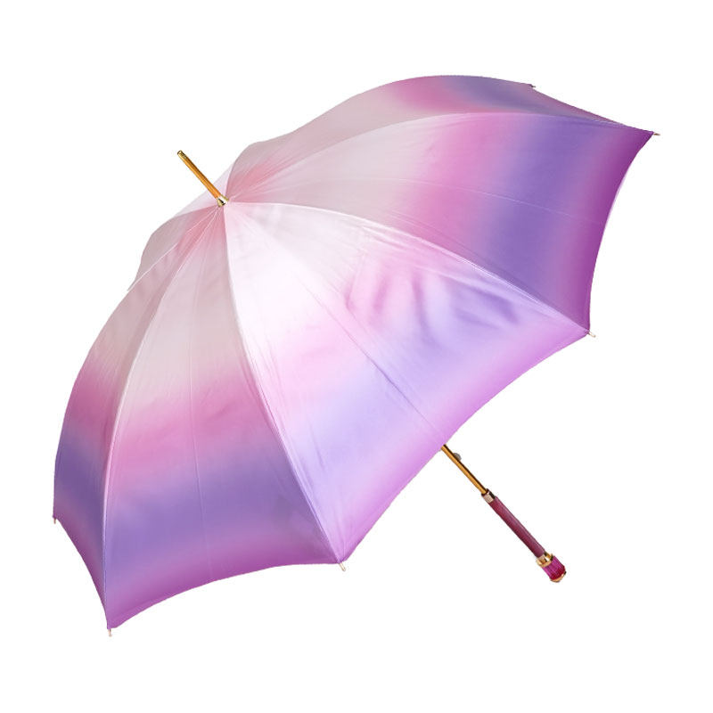 Pasotti意大利紫色渐变双层伞布清新晴雨伞长柄女晴雨两用遮阳伞