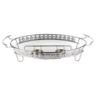 花边酒精烤鱼架高端鱼头炉椭圆形粗线不锈钢保温炉架加厚烤鱼盘子