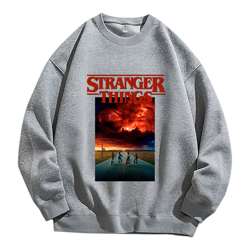 怪奇物语美式Stranger Things魔王直喷印花纯棉卫衣男装长袖T恤衫