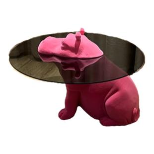 意式简约圆形玻璃创意网红动物河马茶几客厅家用会客室家用小户型