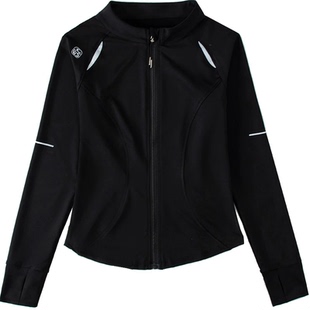 2026秋冬新款大码女加绒运动立领外套健身跑步瑜伽服加厚长袖上衣