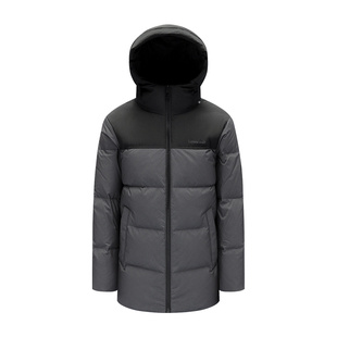 斯得雅拼接羽绒服男秋冬暗纹印花中年爸爸短款加厚保暖连帽外套