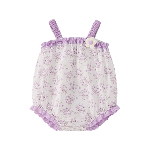 [100%纯棉]女婴童连身衣新生幼儿爬服薄款宝宝衣服纯棉儿童夏装女