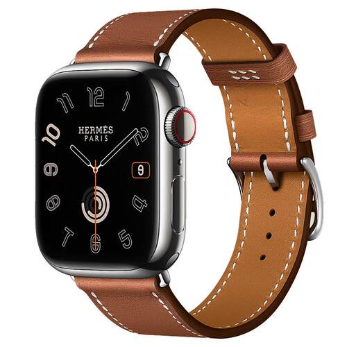 适用苹果applewatch11爱马/仕真皮表带iwatch手表带se男女ultra春