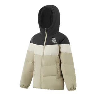 李宁童装短款冬季外套防泼水户外鸭绒防风保暖宽松男童连帽羽绒服