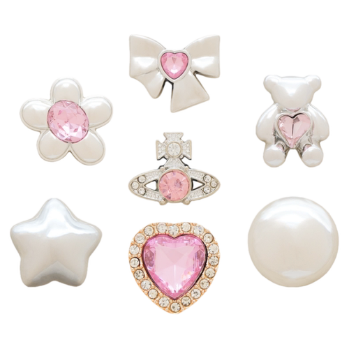 Mkop洞洞鞋配饰鞋扣配件电镀爱心小熊鞋花装饰扣适配Cross/Crocs