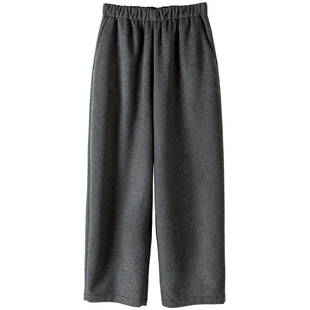 冬季穿搭松弛感山羊绒+绵羊毛混纺毛呢宽松哈伦裤休闲奶奶裤子女