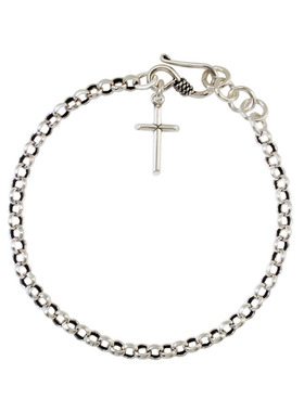 925银十字架男士银手链复古手串