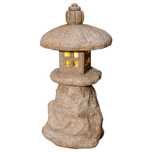 仿古太阳能灯户外石灯笼中式庭院宫灯别墅花园草坪灯落地石灯装饰