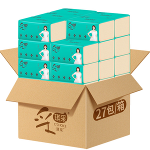 采琪采抽纸家用批发实惠装整箱卫生纸餐巾纸面巾纸本色家庭装27包