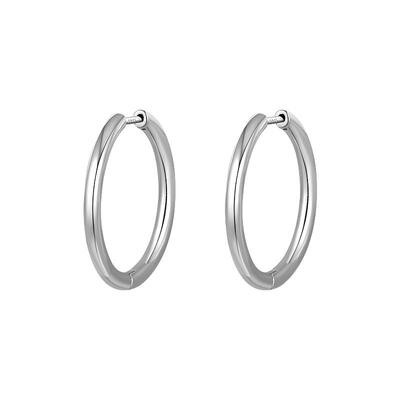 925银银色直针素圈耳环女