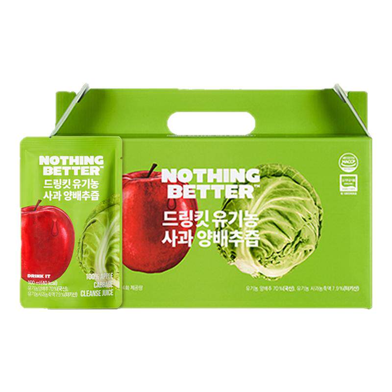 韩国Nothingbetter苹果卷心菜汁养胃果汁nfc0脂果蔬汁饮料24袋/箱
