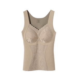 保暖背心女25冬新款内搭带胸垫石墨烯发热中式提花内衣加绒上衣秋