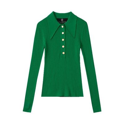 设计感别致长袖套头羊毛毛衣女