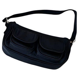 韩国ins新款小众设计感多口袋尼龙单肩腋下包复古辣妹百搭手提包