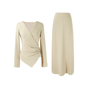 【花坞迷】SYT自制 天丝高品质交叉纽扣V领两件套A字收腰连衣裙