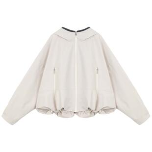 KEIKO 户外穿搭休闲连帽外套女26春季南瓜型遮肉显瘦防风防水夹克