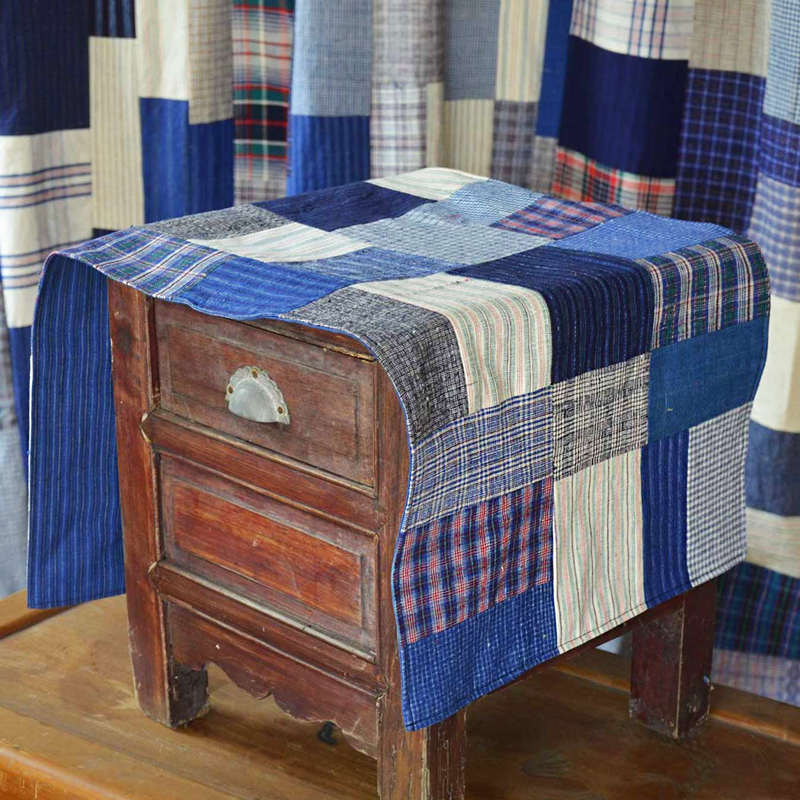 中式田园手工土布拼布桌旗餐垫茶席禅意桌布客栈会所适用-手织布