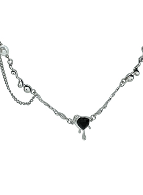 黑色熔岩爱心网红爆款辣妹锁骨链