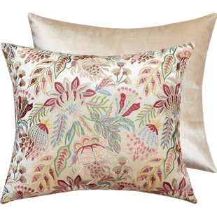 刺绣花抱枕套护腰沙发靠垫花园法欧美式现代轻奢高档别墅酒店定制