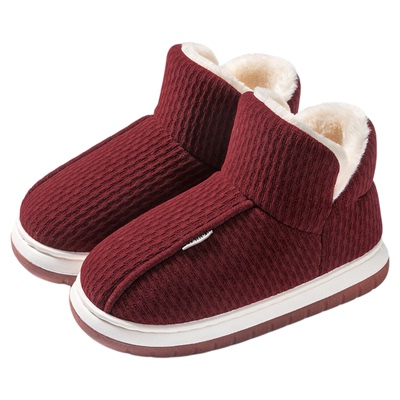 冬季男女款高帮包跟棉拖鞋加厚毛绒居家外穿中老年人防滑保暖棉鞋