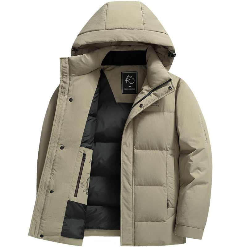 雪中飞连帽可脱卸男士羽绒服外套