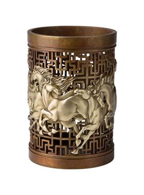 铜师傅《八骏笔筒》笔筒